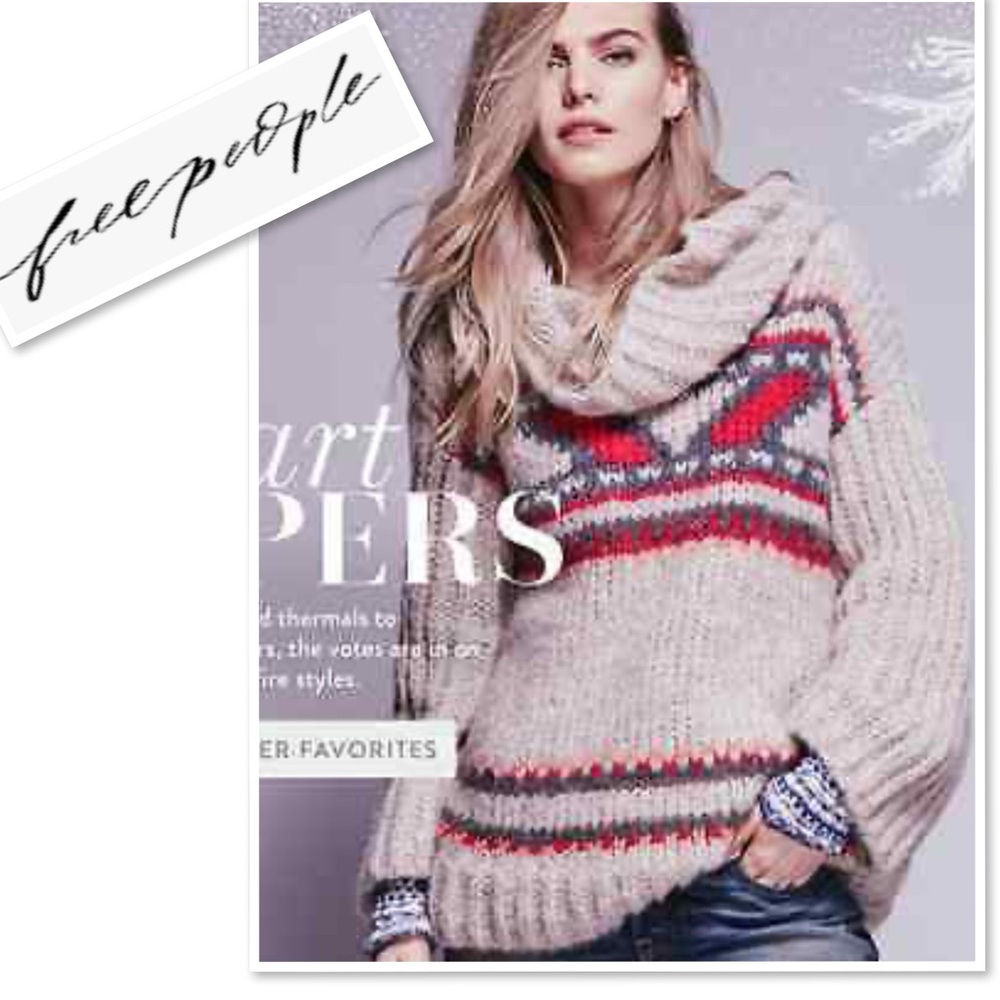 Free People Aztec Alpaca Soft Touch Caravelle Sweater In Ecru / Red Size XS